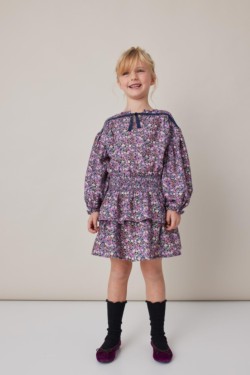 FLARED SKIRT PRINT NAVY FLOWERS 3