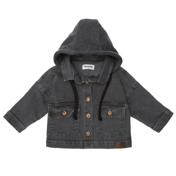 Baby black denim jacket with hood
