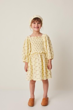 VESTIDO MANGA GLOBO NIDO DE ABEJA