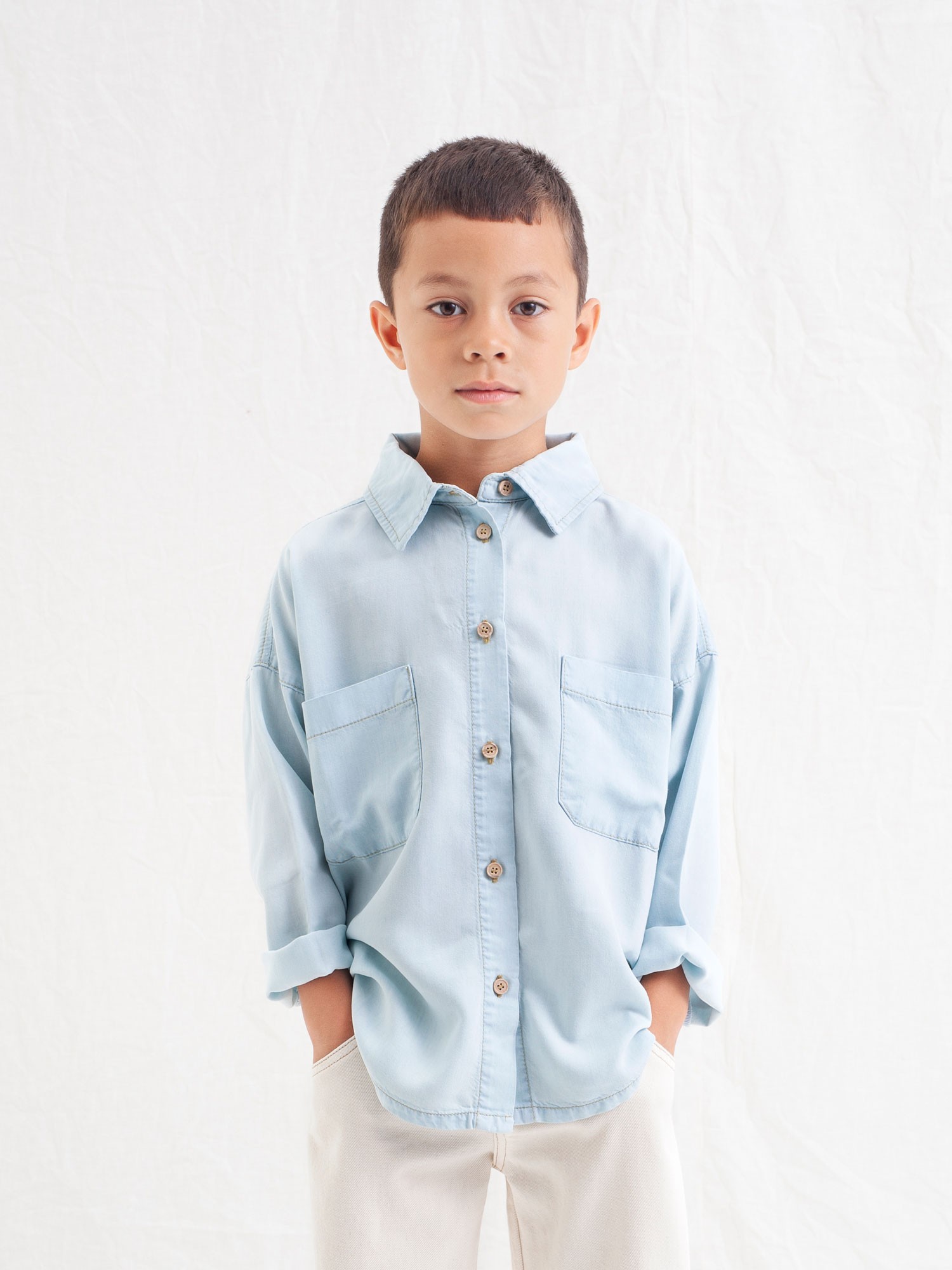 KID LONG SLEEVE SHIRT WITH SHIRT COLLAR WITH POCKETS 1