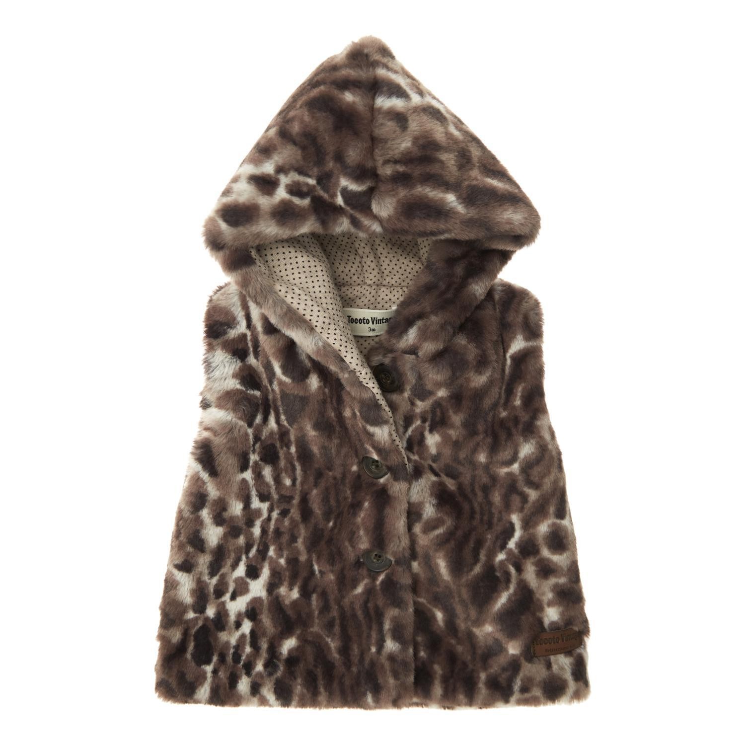 Animal print fur baby vest