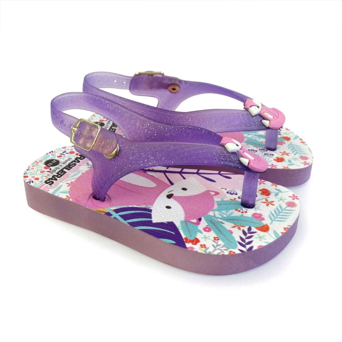 Beach flip-flops BRASILERAS,Printed 20 Baby Fox ,Made in Brazil 3