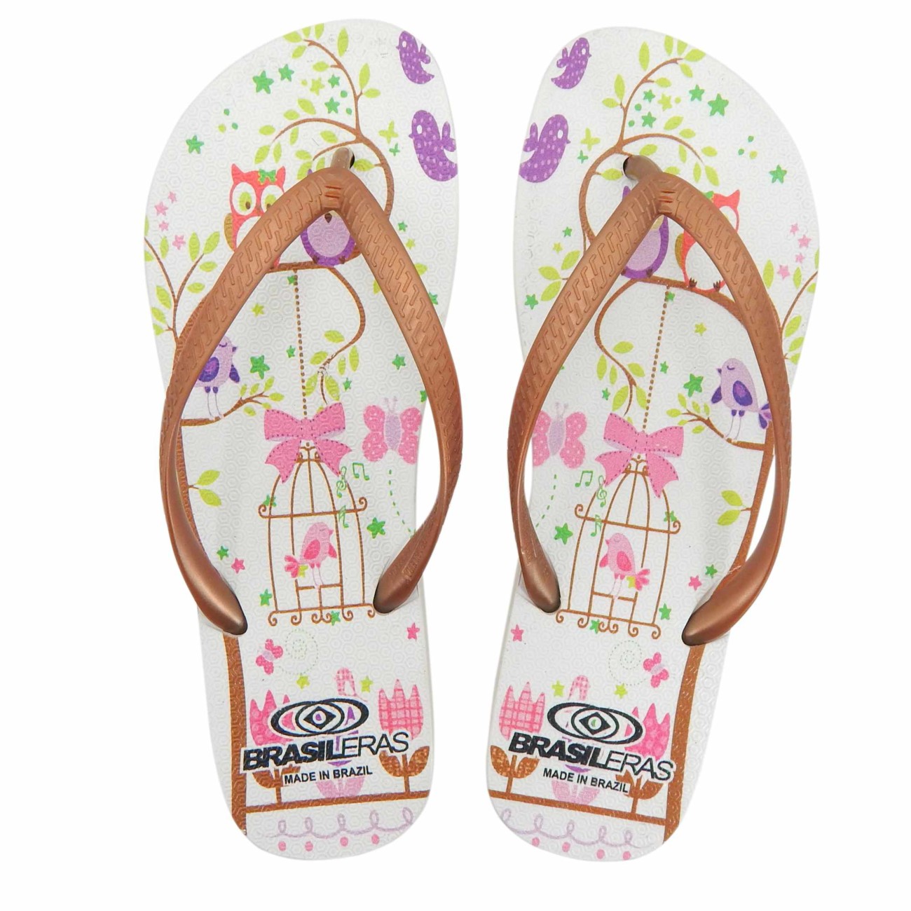 Beach flip-flops BRASILERAS,Printed Owl ,Made in Brazil