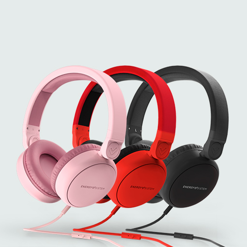 Over-Ear Kopfhöhrer mit Kabel, leicht und bequem, Mikrofone, 180º Rotation, Detachable Cable, Audio-In Energy Sistem Headphones Style 1 Talk Pure pink 
