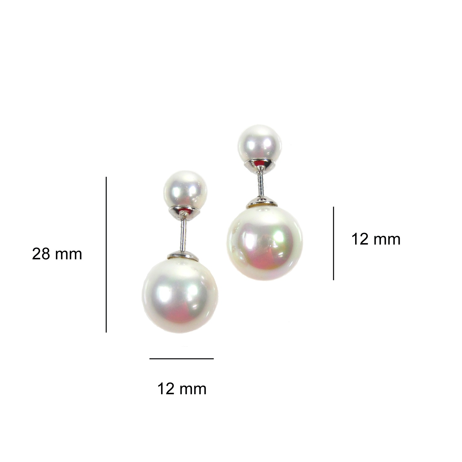 Pendientes de Plata con dos tamaños de Perlas 2