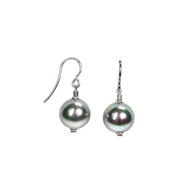 Hook earrings with grey pearls