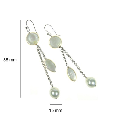 Pendientes largos de plata con perlas originales 2
