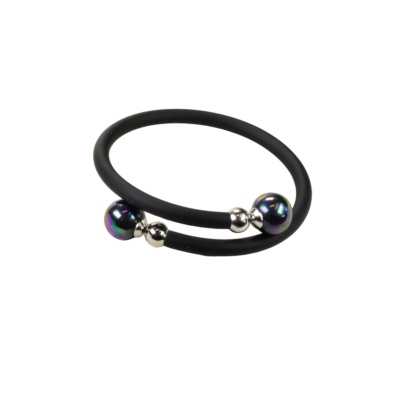 Kautschuk Armband mit Perlen in Schwarz