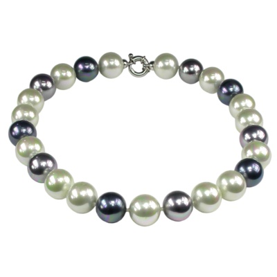 Collar clásico de Perlas en blanco, gris y negro.