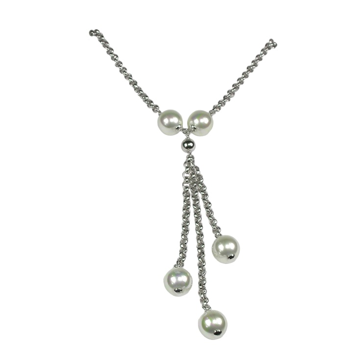 Collar de Perlas blancas en cadena de Plata