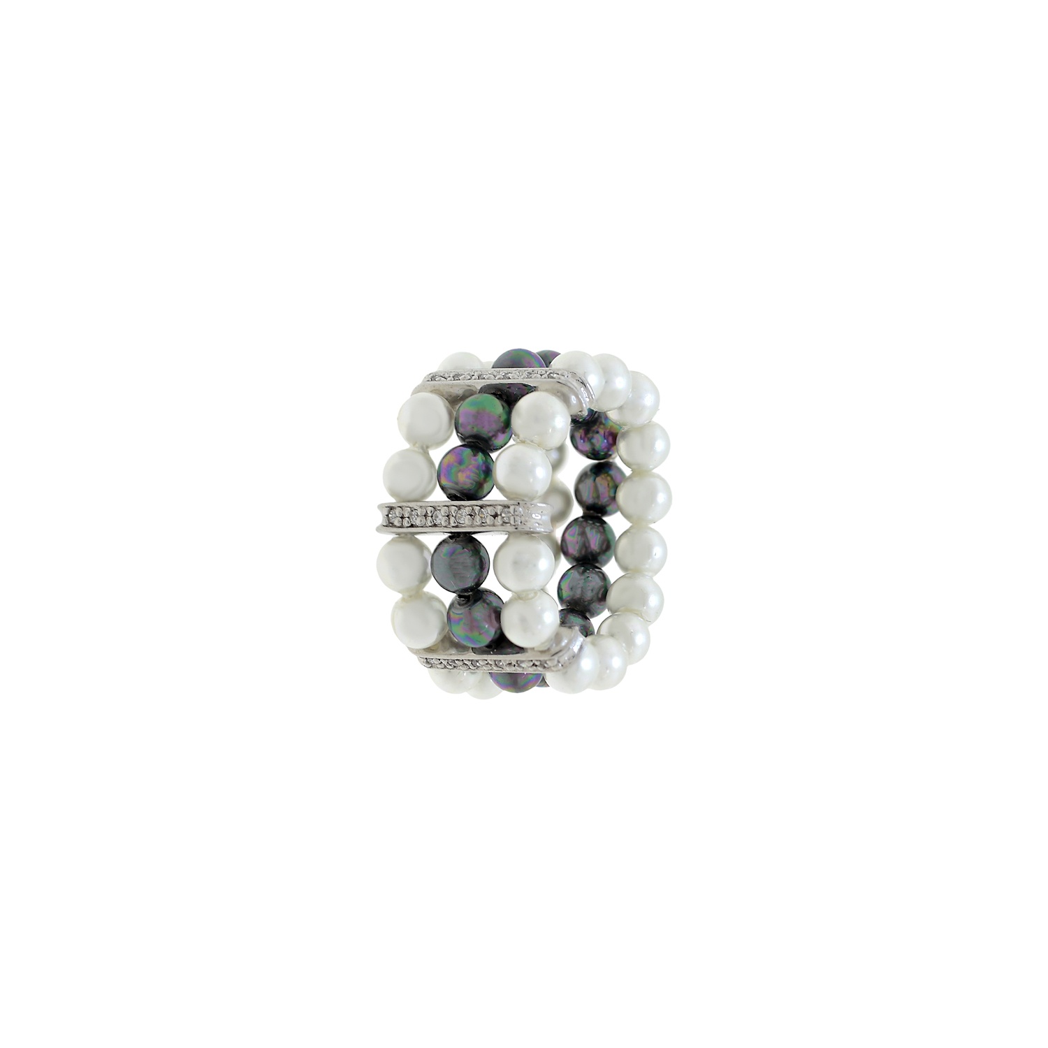 Black and white pearl ring