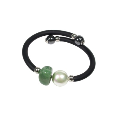 Rubber Bracelet with Pearl and Aventurine stone