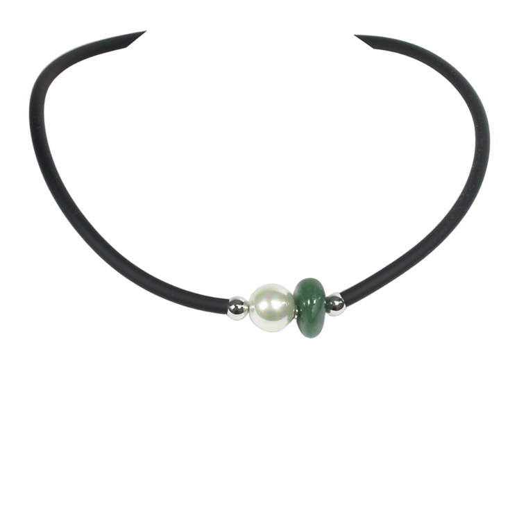 Rubber Necklace with Pearl