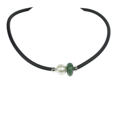 Rubber Necklace with Pearl