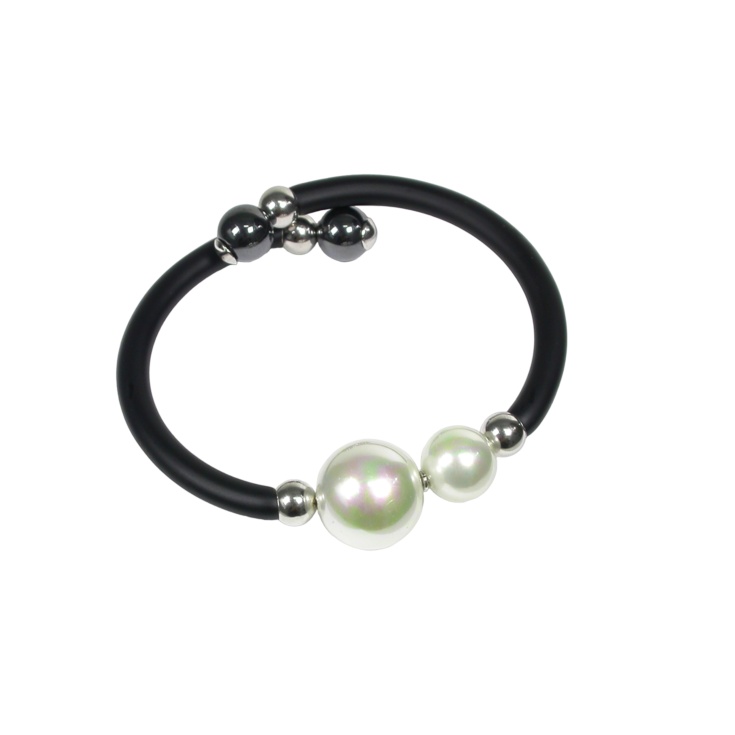 Rubber Bracelet with Pearls