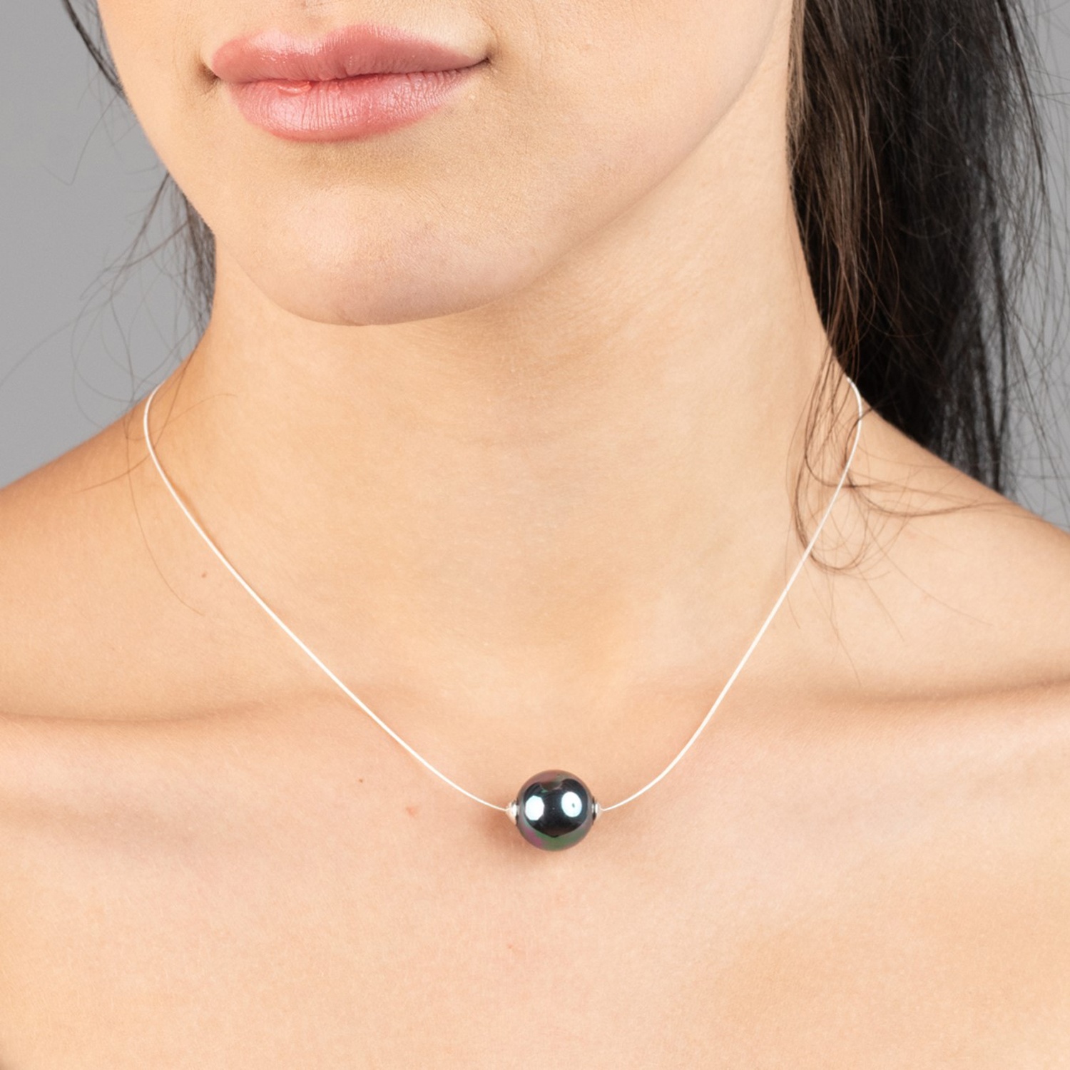 Sterling Silver necklace with a 14 mm pearl 2