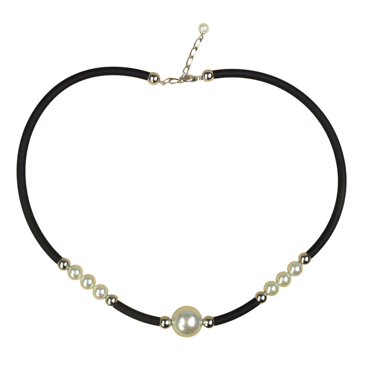 Rubber Necklace with pearls