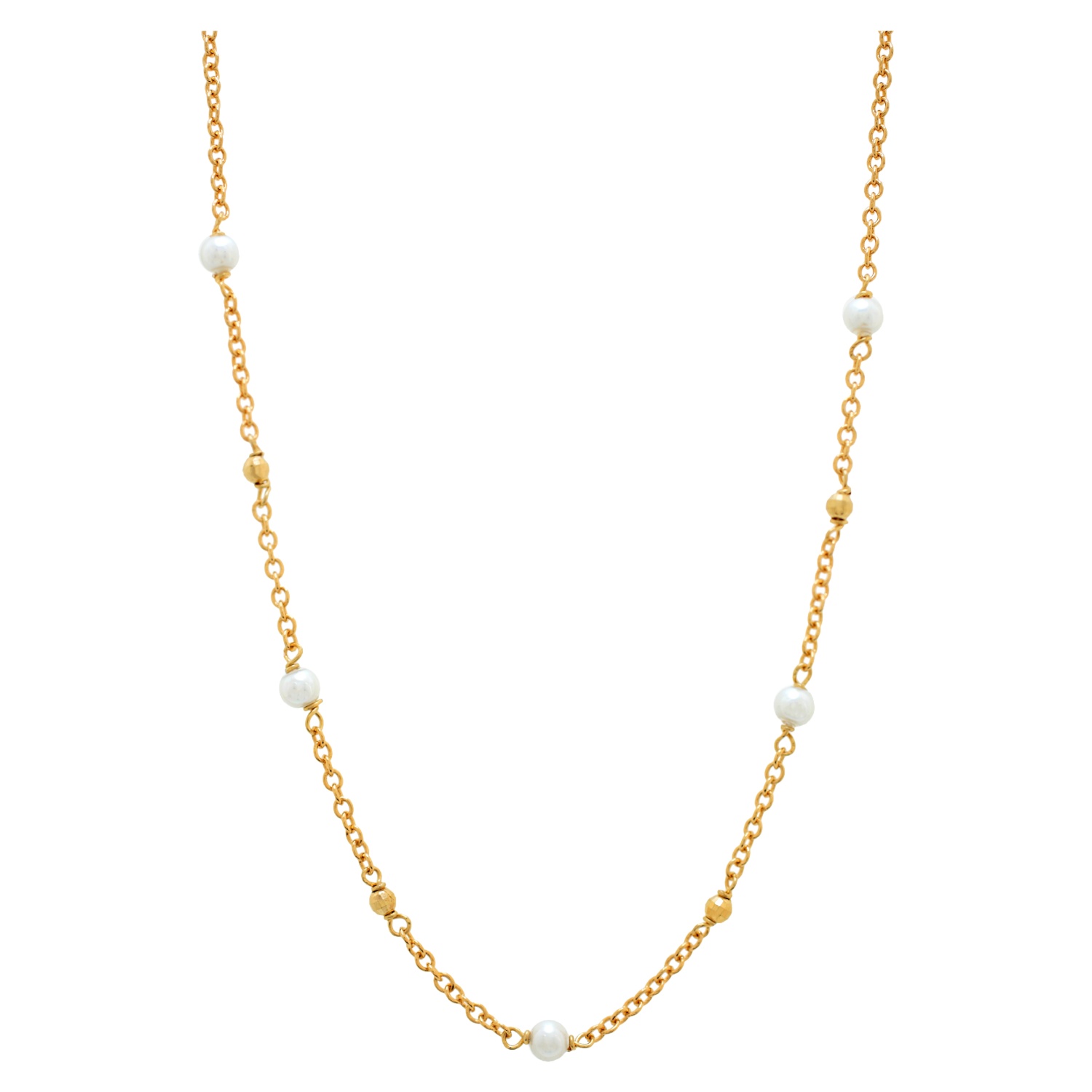 Goldplated necklace with white pearls 1