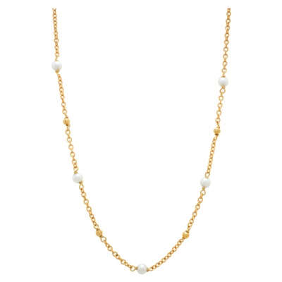 Goldplated necklace with white pearls 1