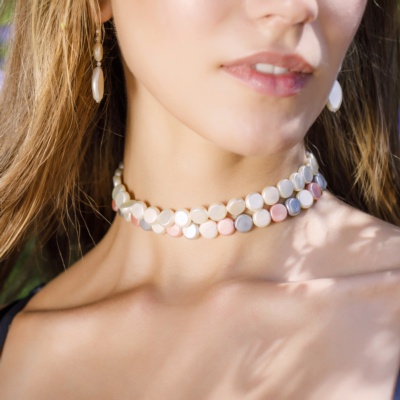 Rondelle pearl choker necklace 2