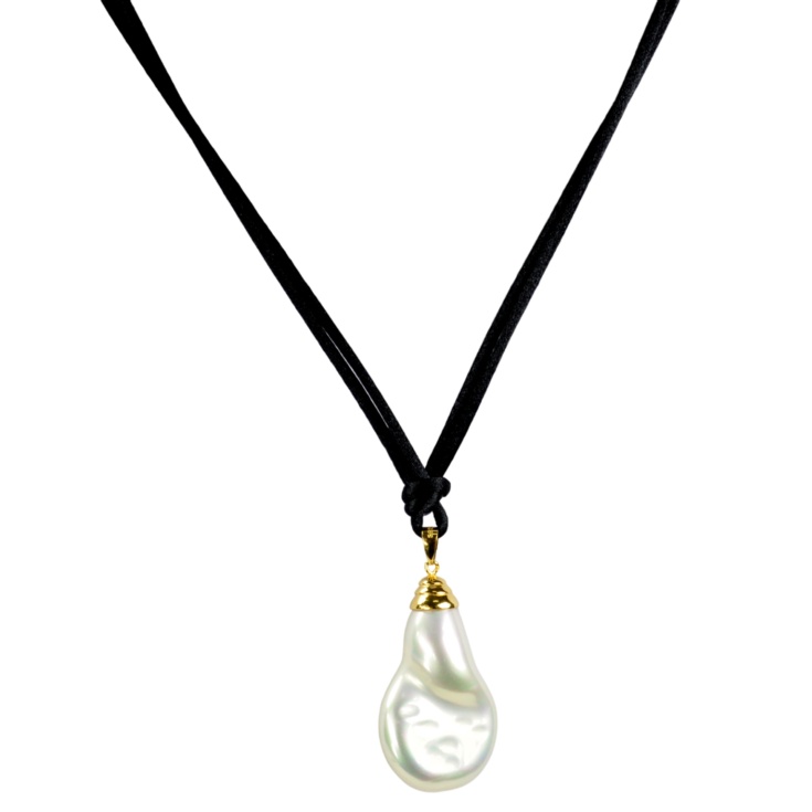 Teardrop shaped pendant on cord