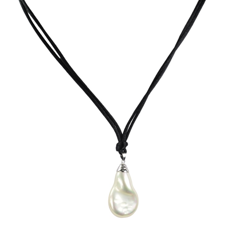 Teardrop shaped pendant on cord