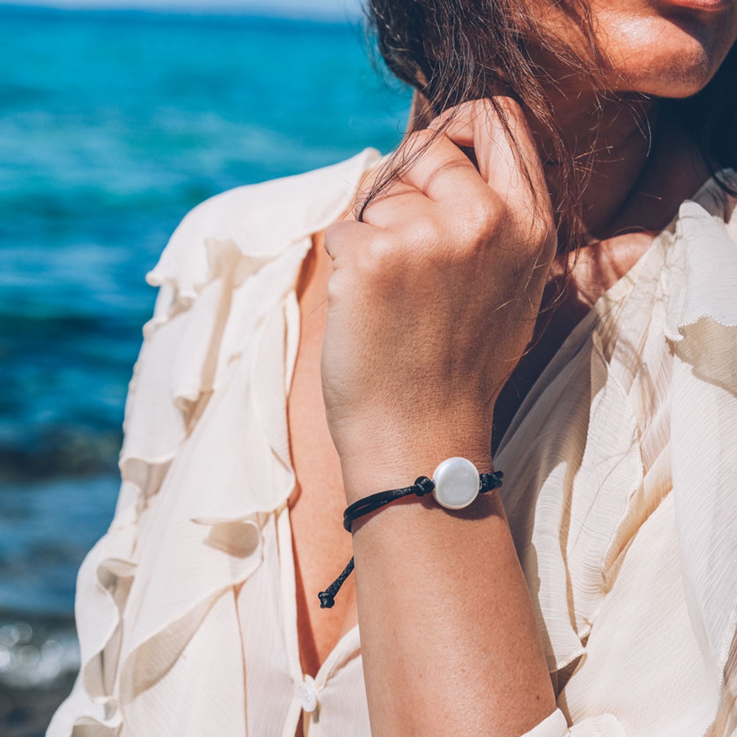 Pulsera Cordón con Perla blanca 3