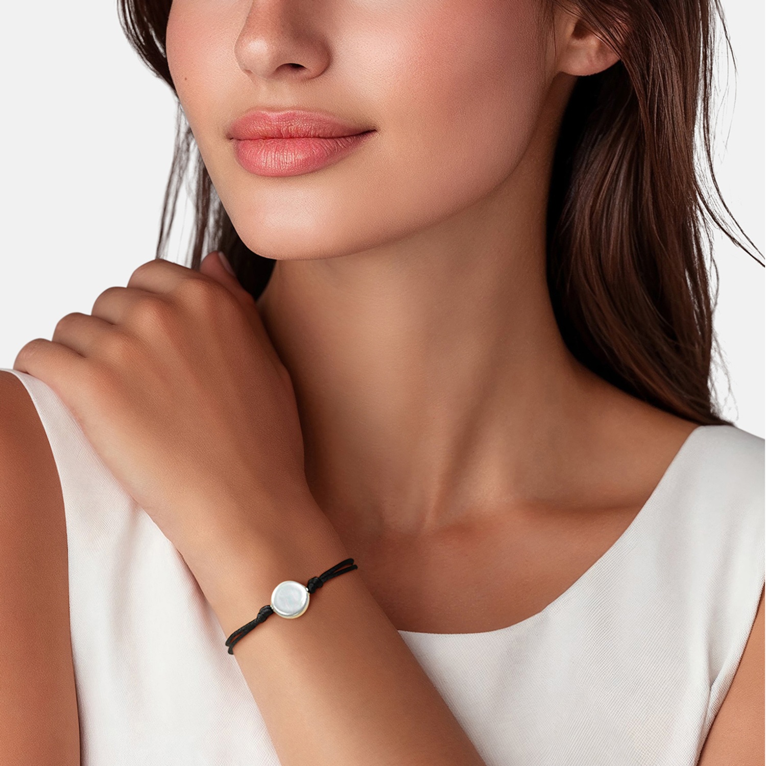 Pulsera Cordón con Perla blanca 2