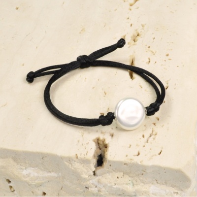 Pulsera Cordón con Perla blanca 1