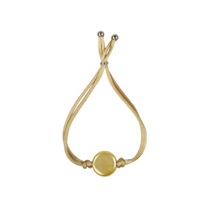 Kordelarmband mit weißer Perle