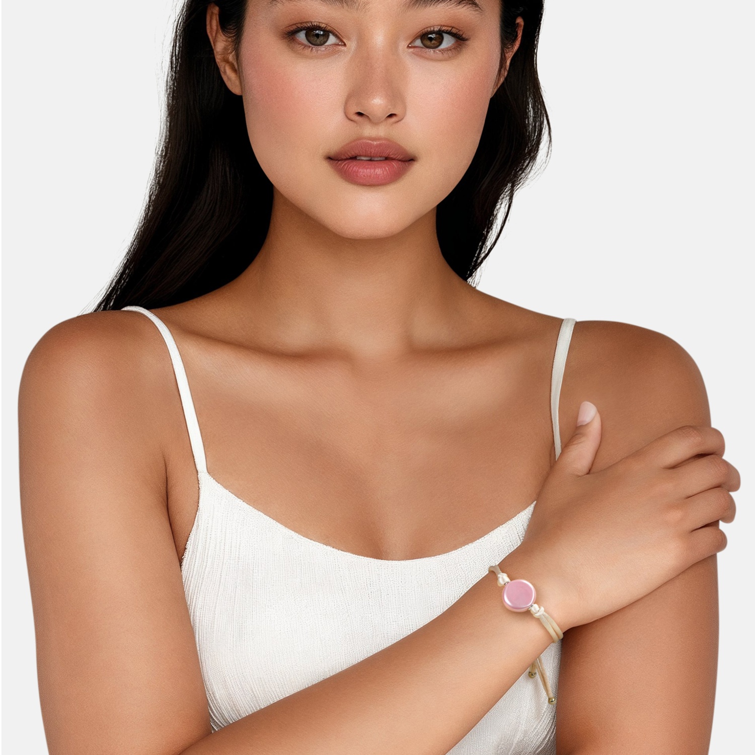 Kordelarmband mit weißer Perle 2