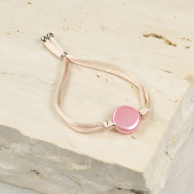 Kordelarmband mit weißer Perle 1