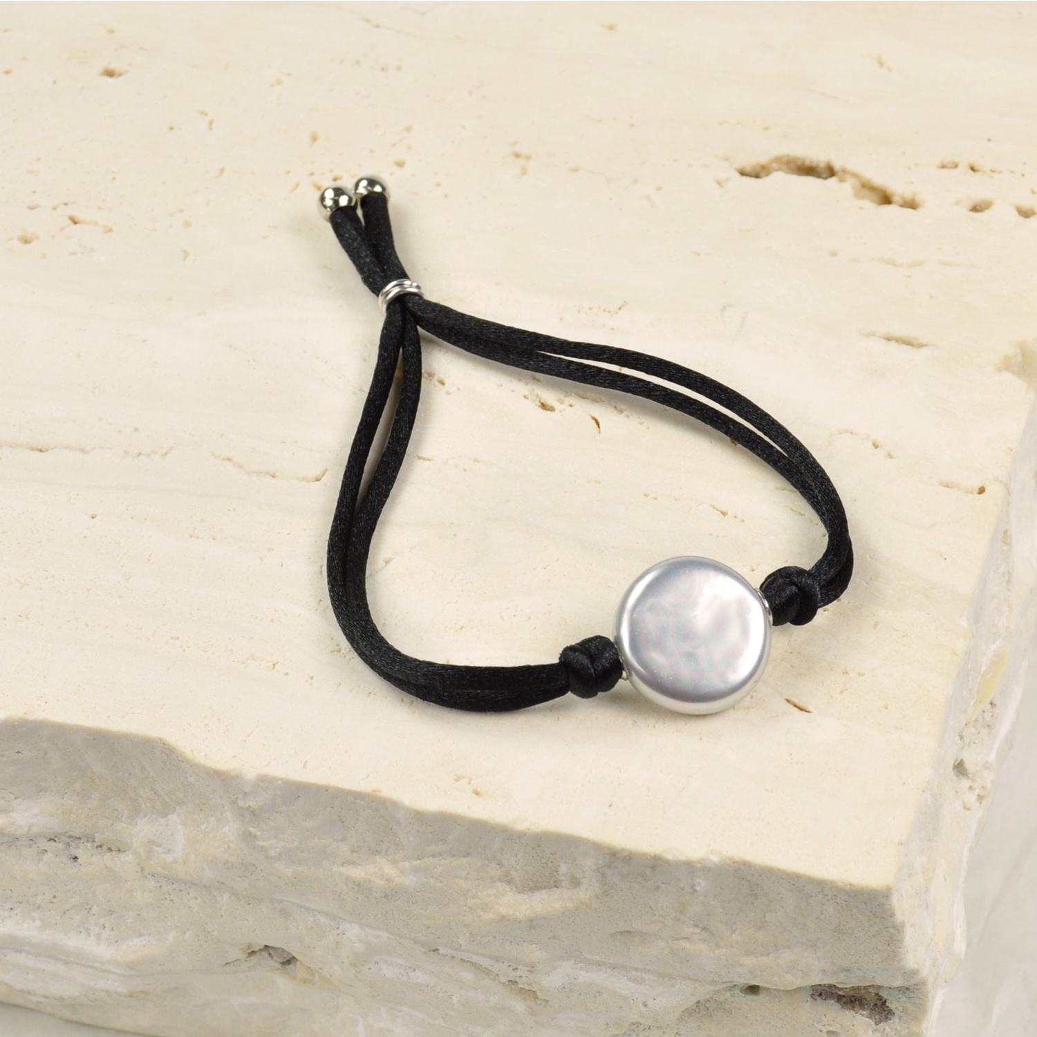 Pulsera Cordón con Perla blanca 1