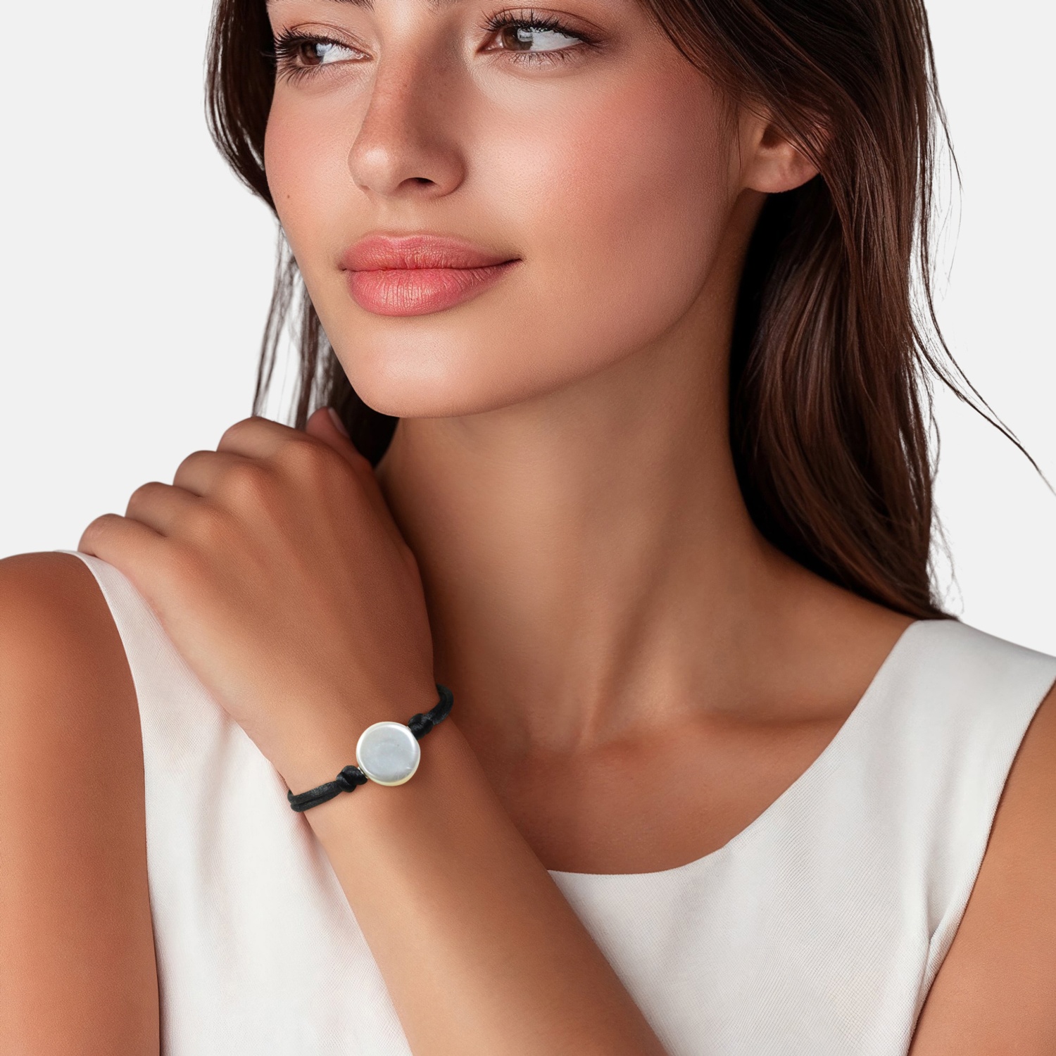 Kordelarmband mit weißer Perle 2