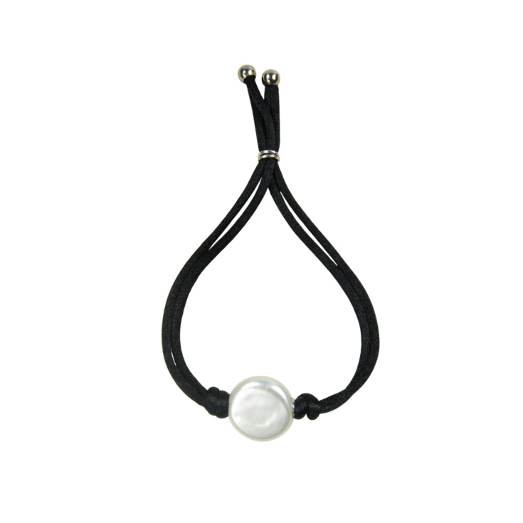 Kordelarmband mit weißer Perle