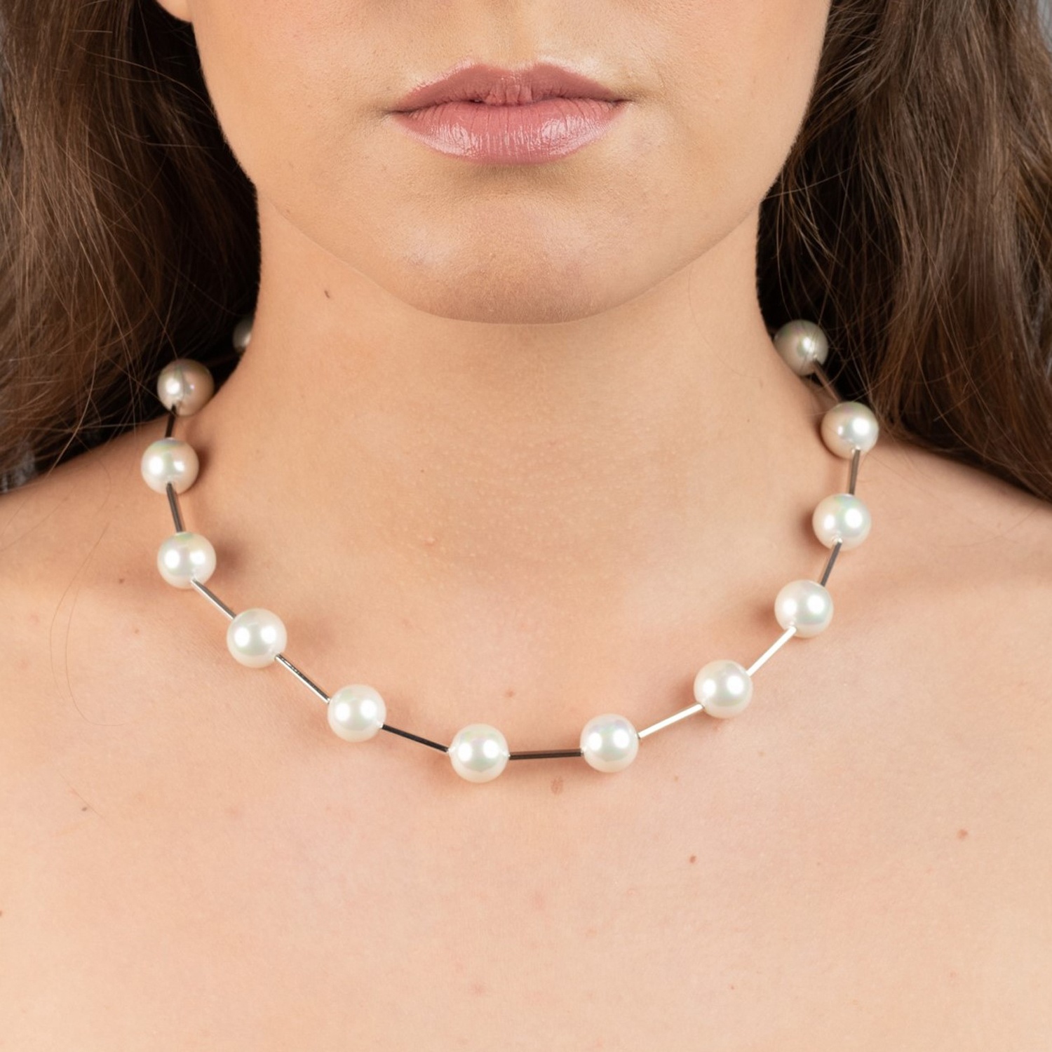 Silver Necklace with Pearls 2