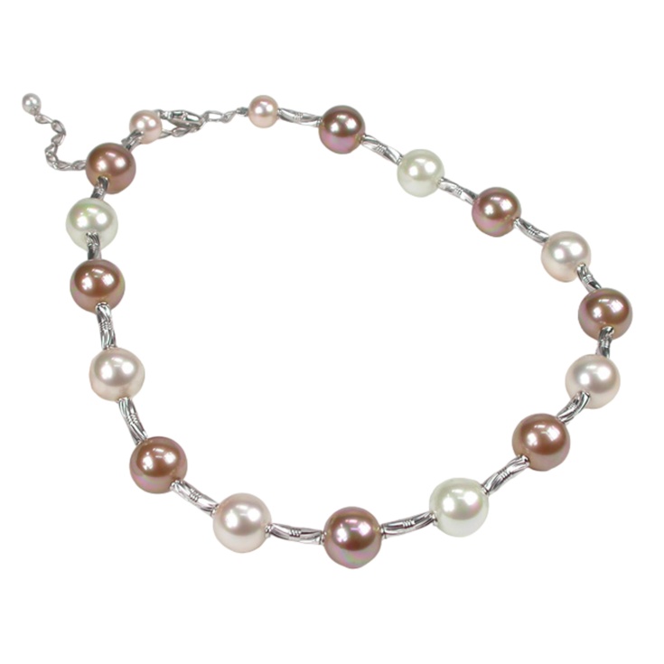Silver Necklace with Pearls