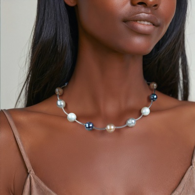 Silver Necklace with Pearls 1