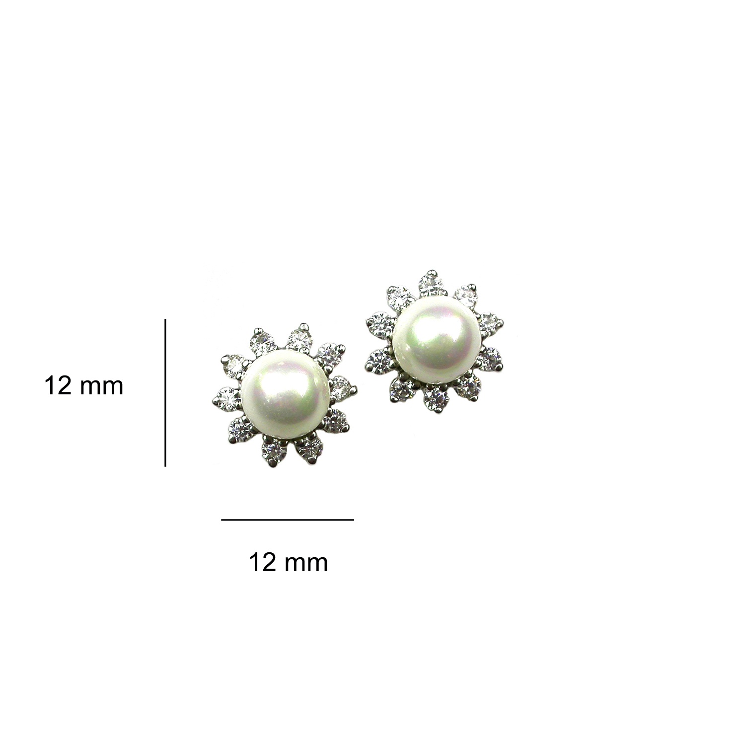 Pendientes preciosos de plata de ley con perlas de 7 mm. y Circonitas 3