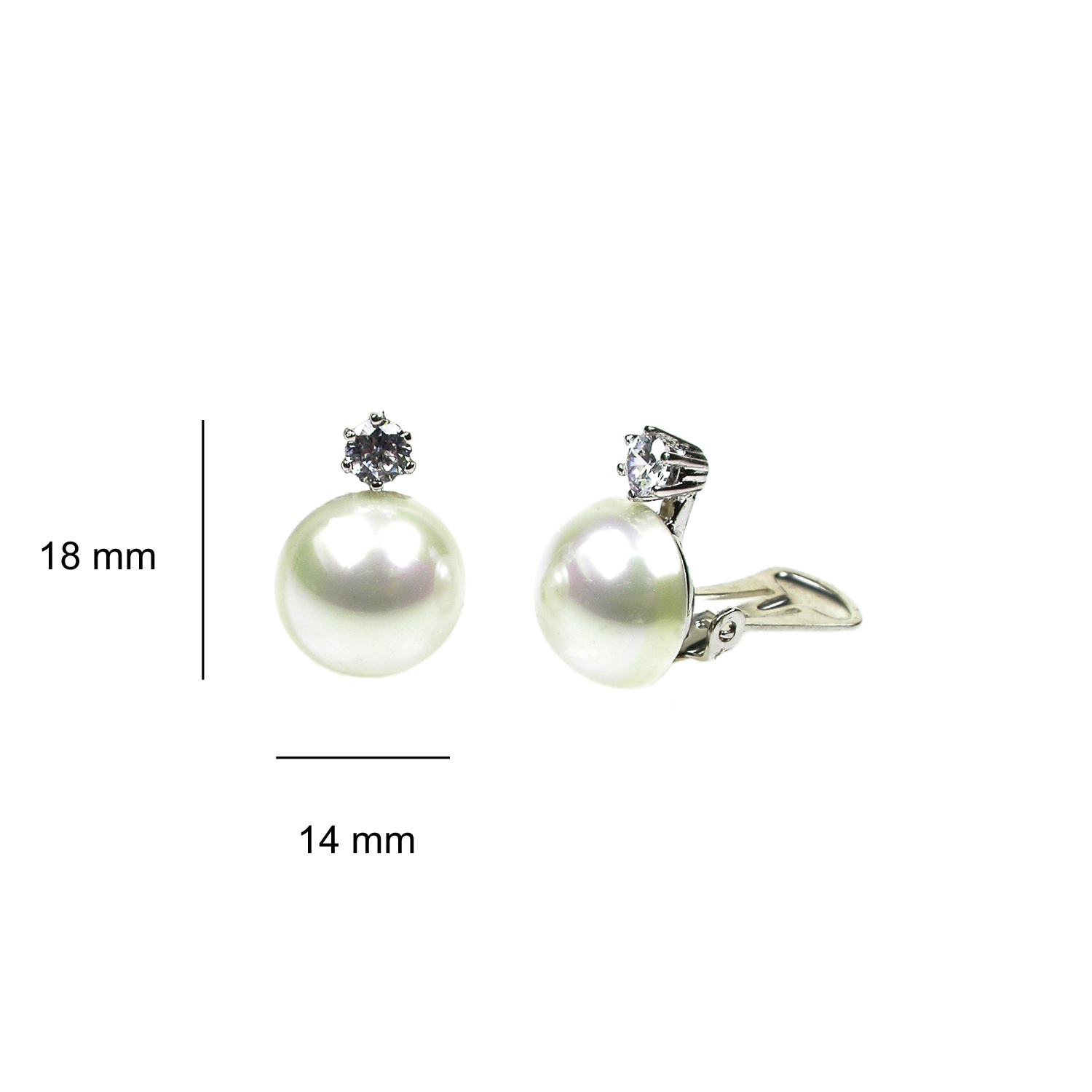 Cabouchon Pearl and Zirconia Clip Earrings in Sterling Silver 3