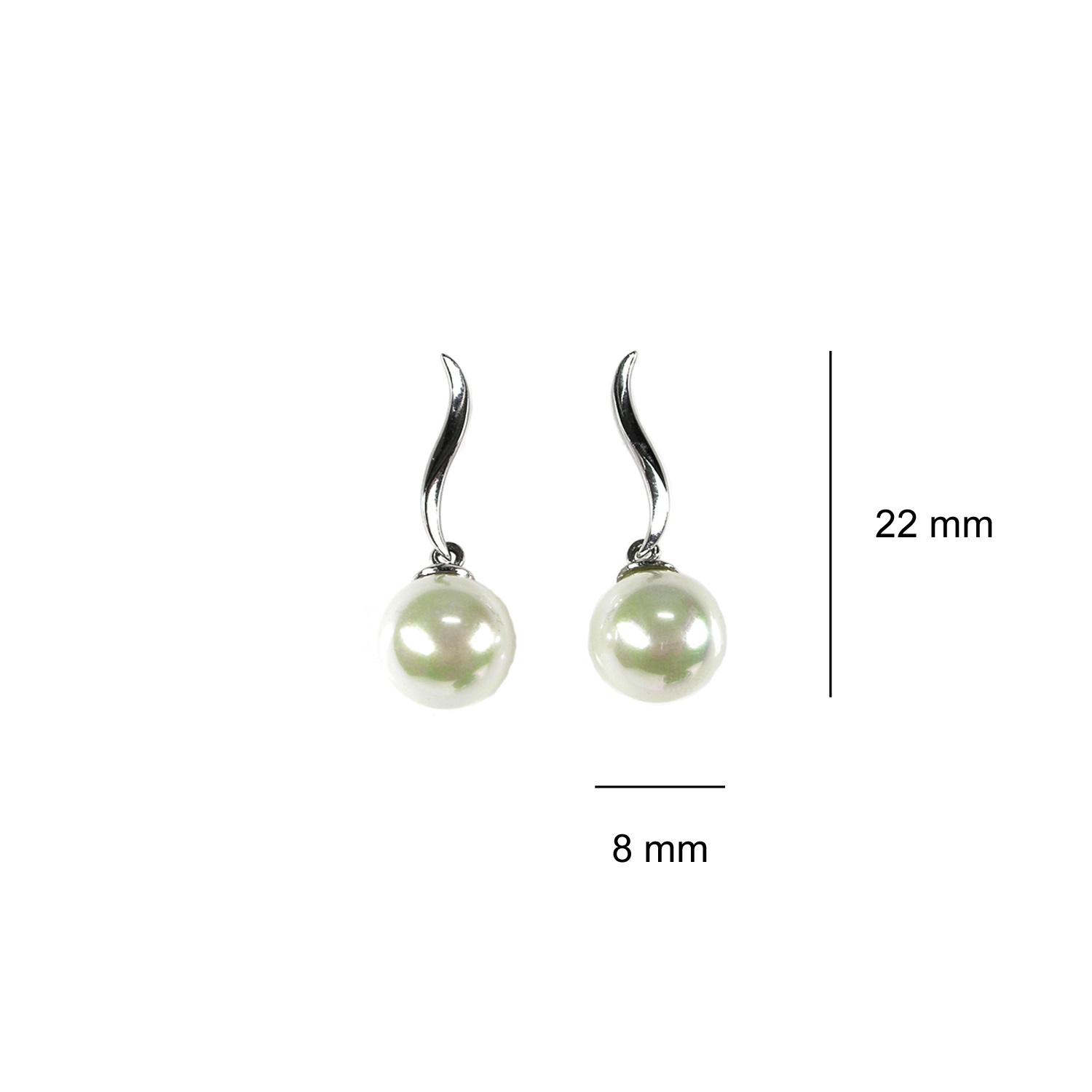 Sterling Silver Earrings with 8 mm Pearls and Zirconias 3