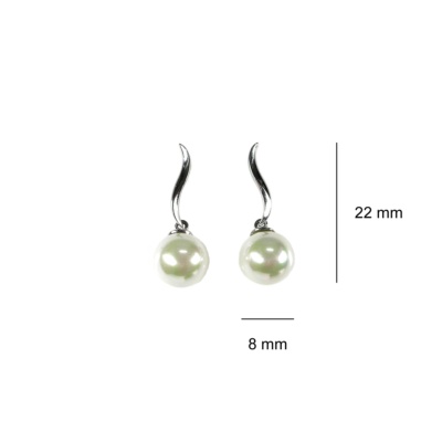 Sterling Silver Earrings with 8 mm Pearls and Zirconias 3