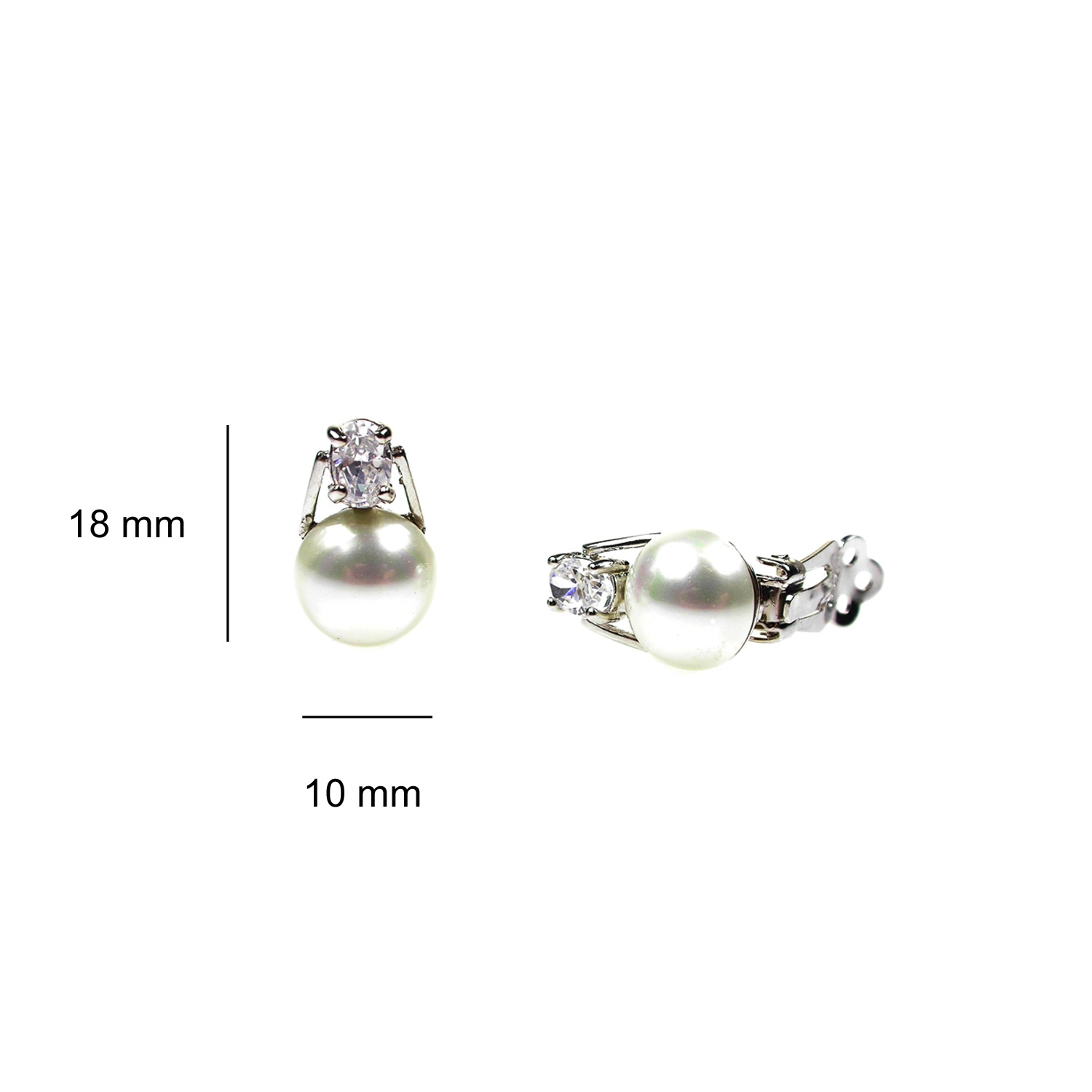 Earrings in Sterling Silver with cabouchon Pearls and zircons 3