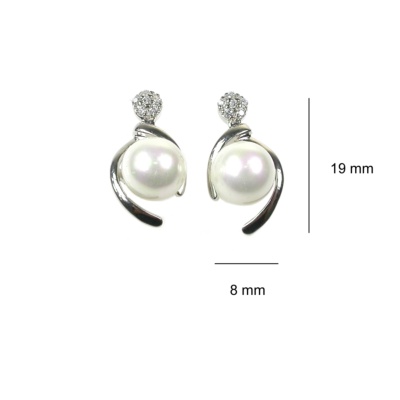 Earrings in Sterling silver with 8 mm. Pearls and zircons 3