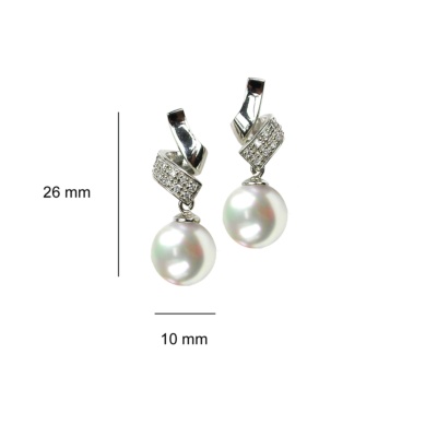 Sterling Silver Earrings with White Pearls and Zircons. 3