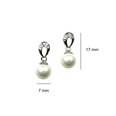 Pendientes adorables de plata de ley con perlas de 7 mm. y Circonitas. 3