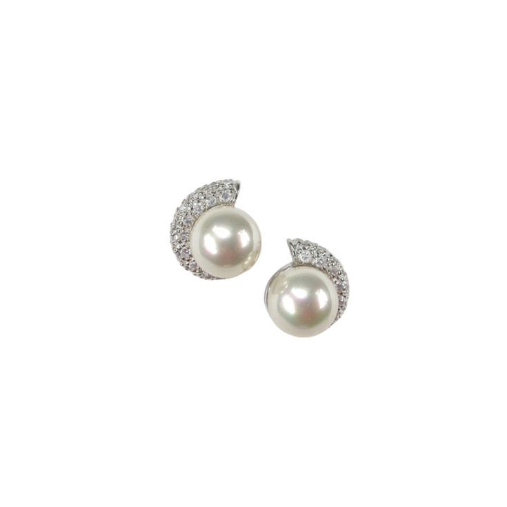 Pendientes de plata de ley con perlas de 8 mm