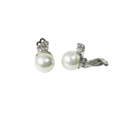 Silver Pearl Clip earrings