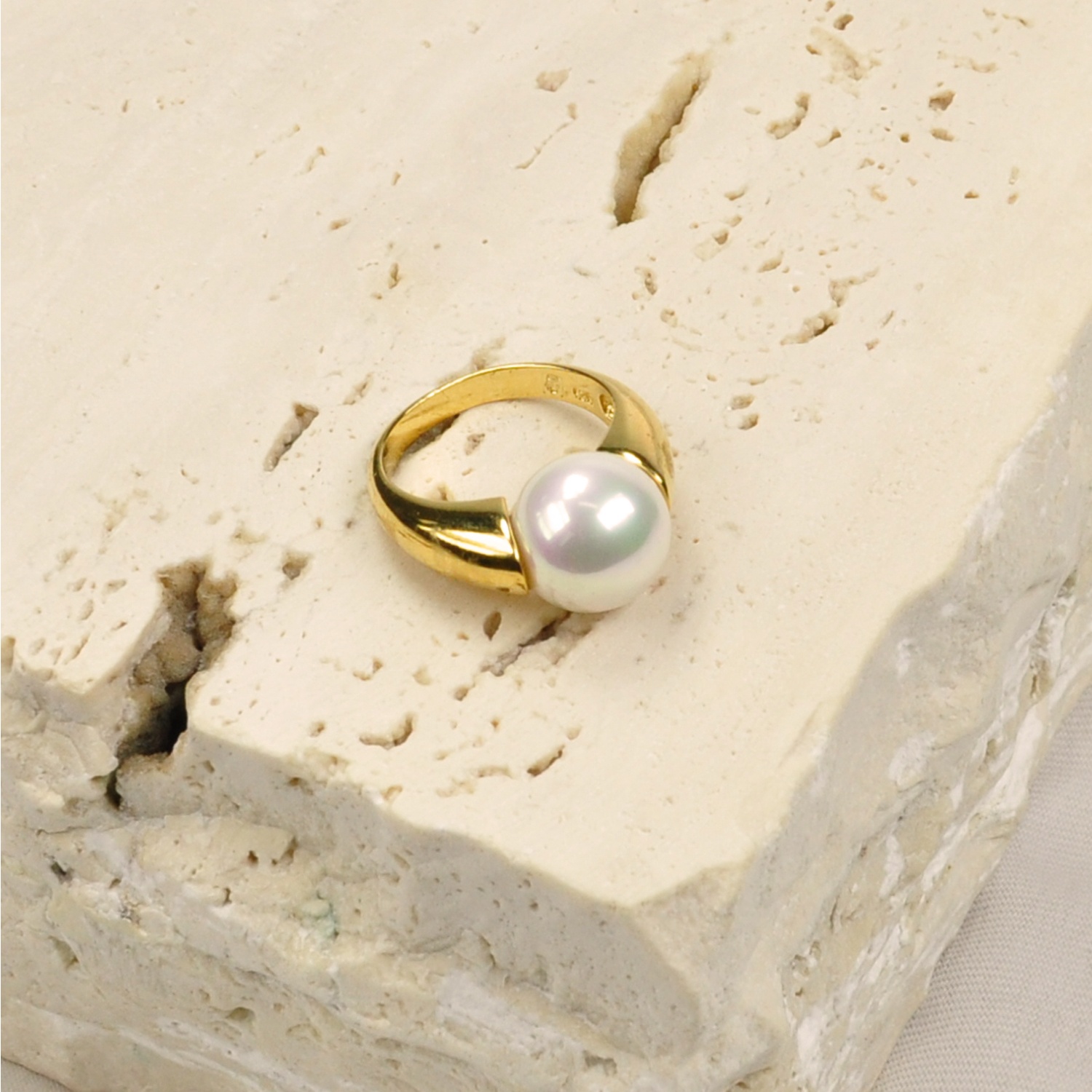 Vergoldetes Silberring mit Perle 1