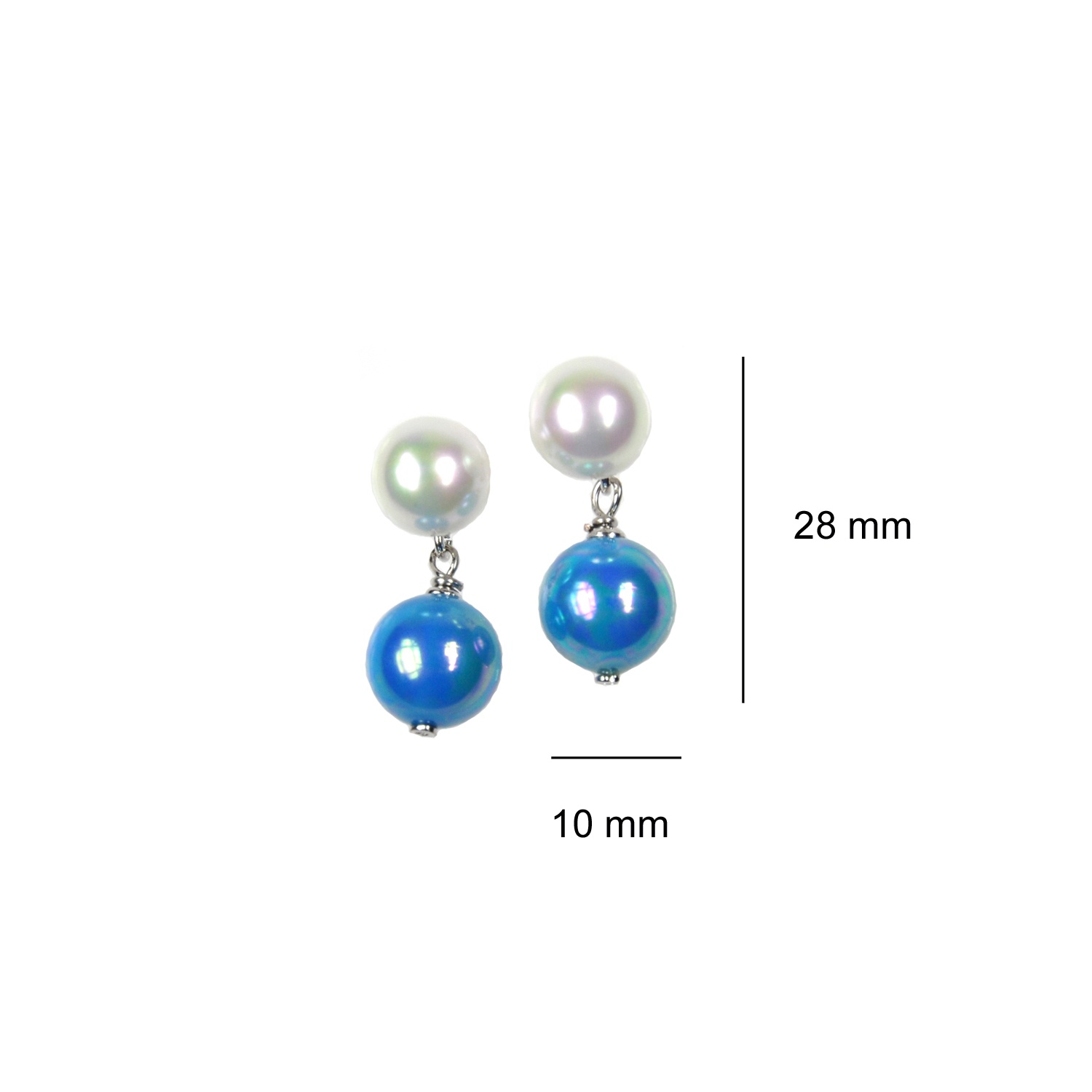 Pendientes de perlas blancas y azules 3